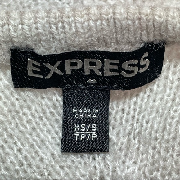 Express Sweater Womens XS Tan Merino Wool Mohair Blend Round Neck Lightweight - Picture 3 of 10